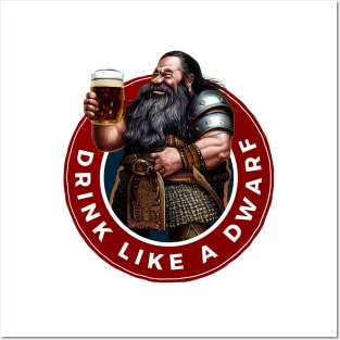 Drink Like a Dwarf - White - Fantasy Funny Beer Posters and Art